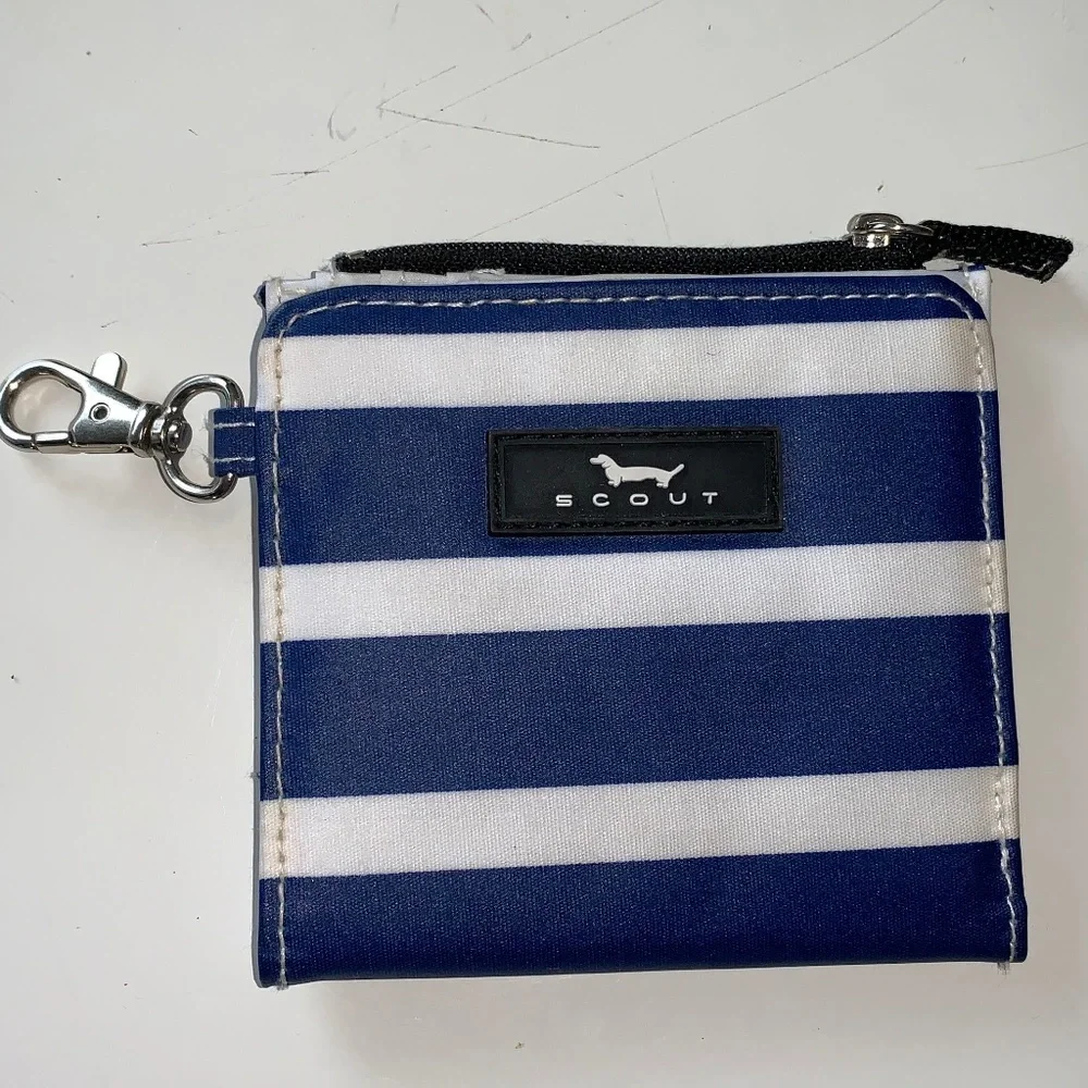 SCOUT Wallet Navy Blue and White Striped Preppy Nautical wallet, Coin pocket - Picture 1 of 6